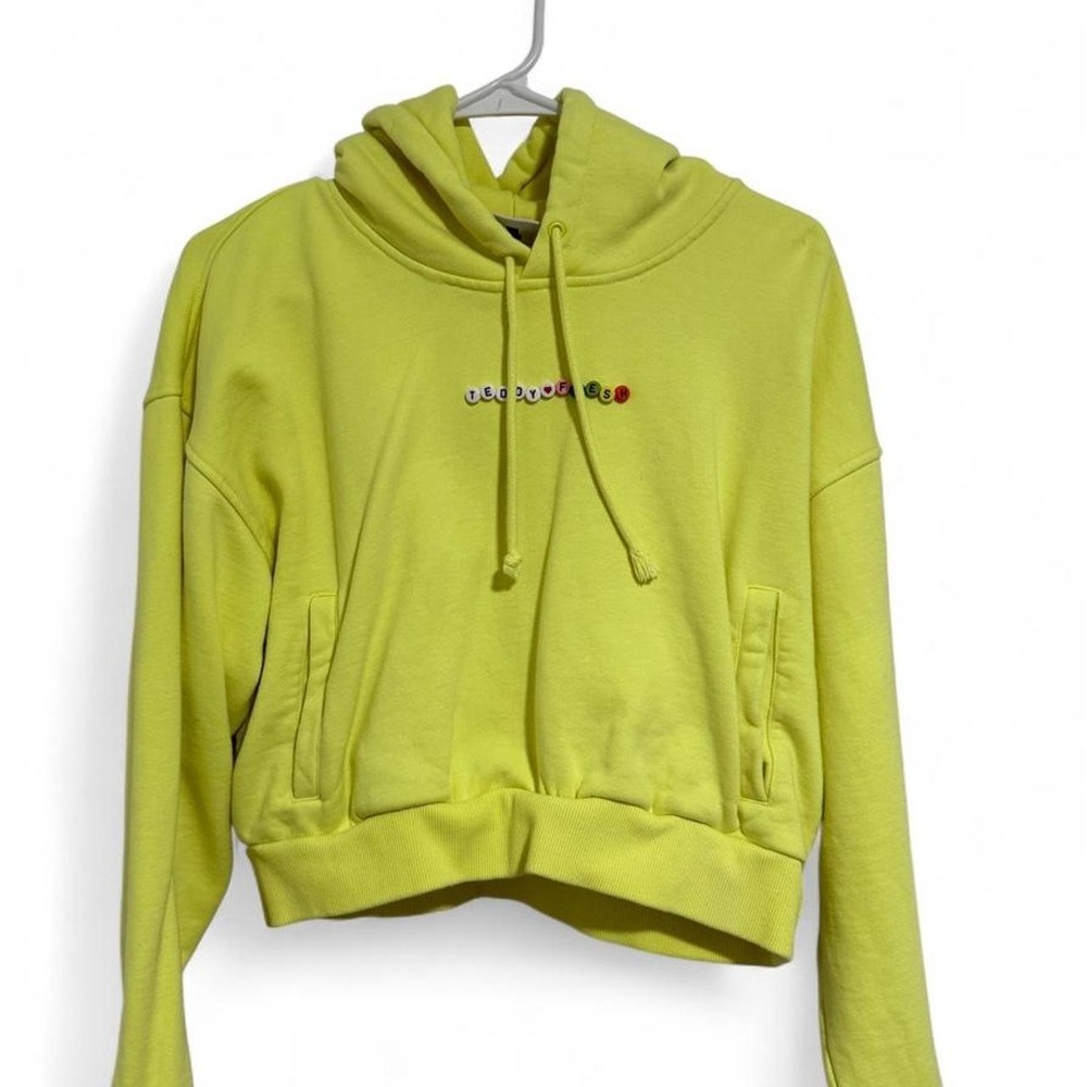 Women Teddy Fresh yellow cropped hoodie